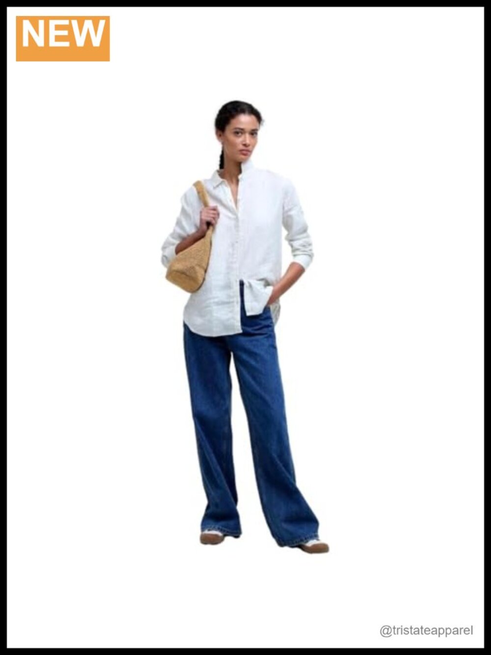 Women's Relaxed Fit Long-Sleeve Linen Button-Down Shirt